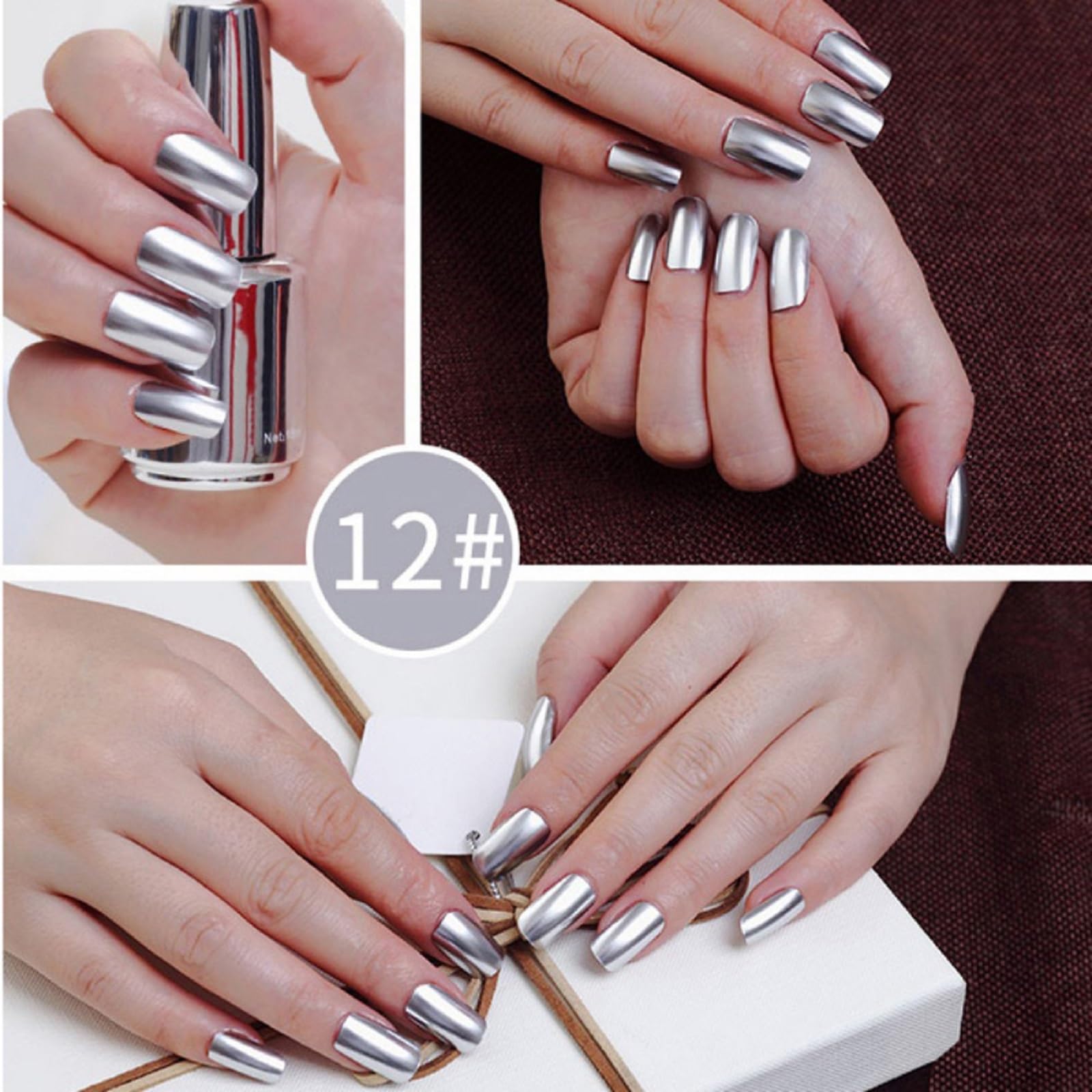 18ml Silver Mirror Nail Polish - Long Lasting Glossy Reflective Manicure Lacquer, Quick Dry Nail Varnish for Parties, Weddings & Special Occasions