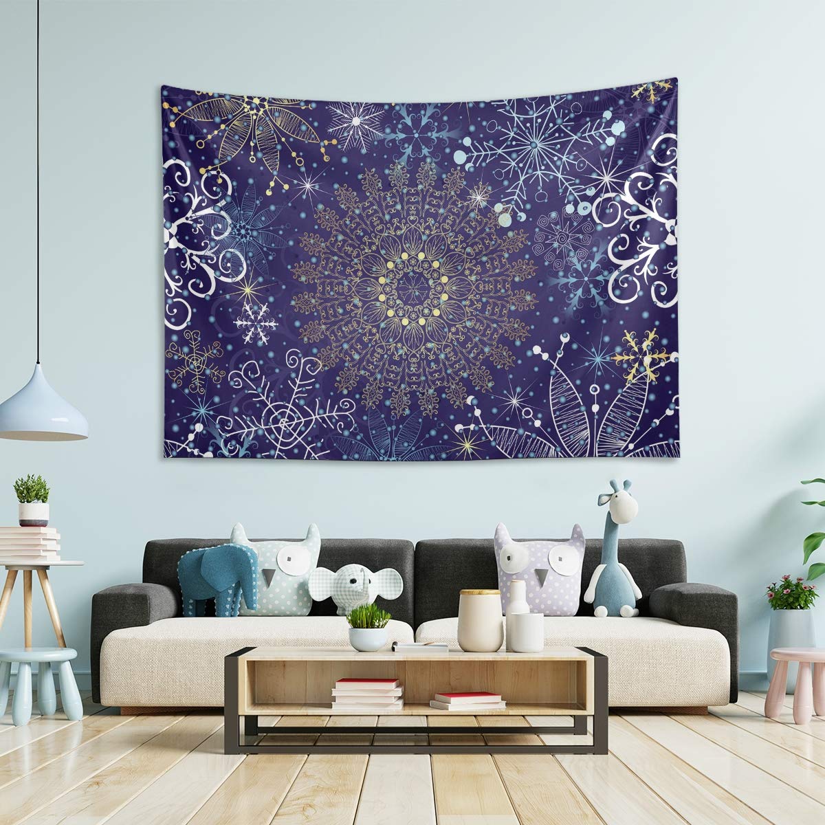 Christmas Snowflakes Tapestry Wall Hanging - Large 60x50 Inch Winter Decor for Bedroom, Dorm, Living Room | Cozy Holiday Home Decor & Seasonal Throw Blanket Alternative - Perfect for Christmas Party Decorations, Gift Giving and Festive Interior Design