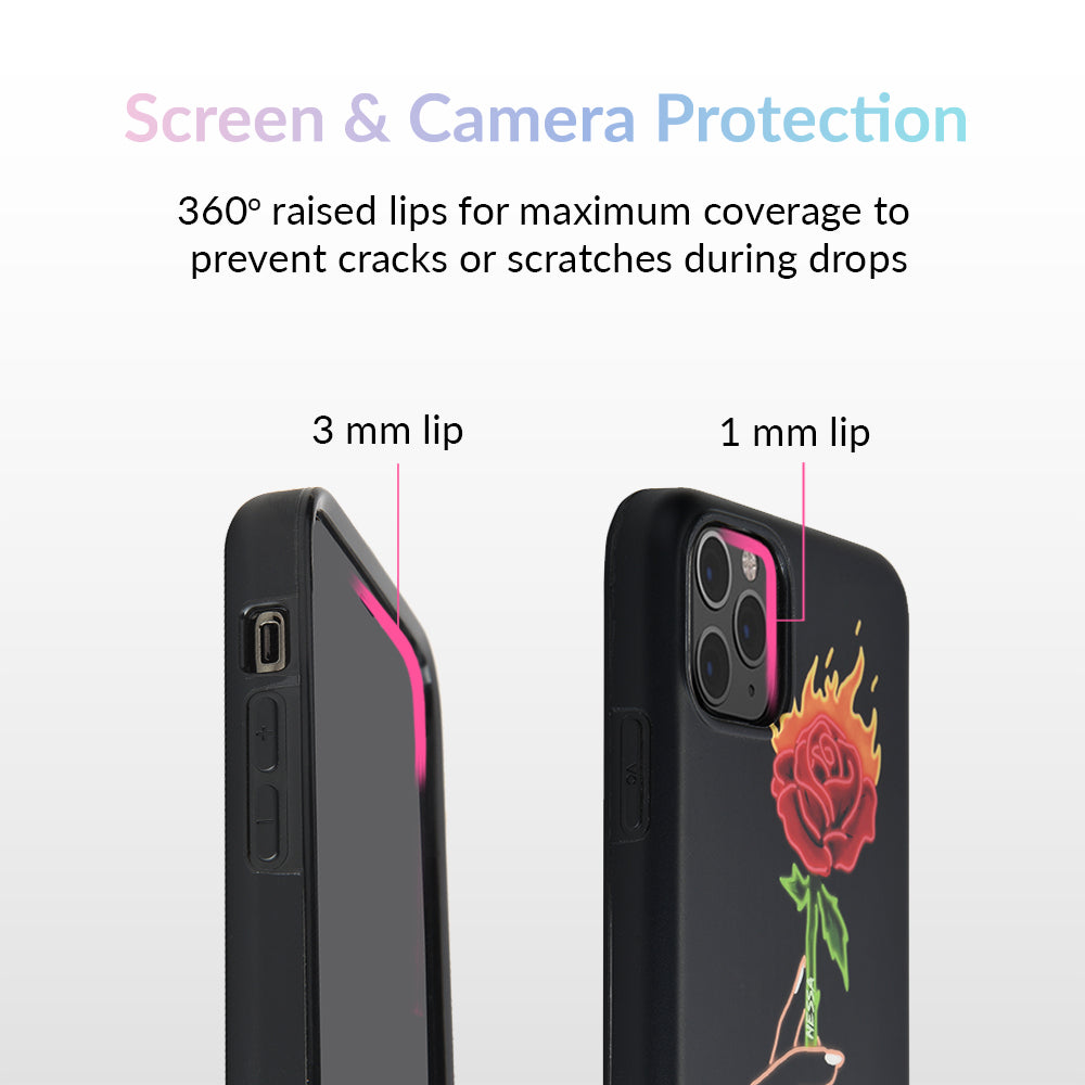 Trendy Neon Rose iPhone Case by Nessa - Stylish Protective Cover for iPhone 11/12/13/14/15 Pro Max - Perfect for Everyday Use, Parties & Social Media Photos