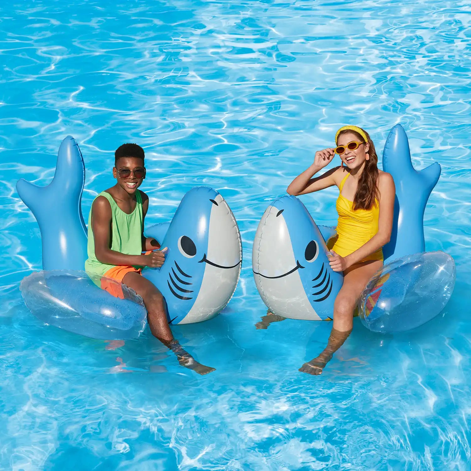 Funsicle Surfin' Shark Inflatable Pool Float - Fun Shark-Shaped Pool Toy for Kids & Adults - Perfect for Summer Pool Parties, Beach Vacations & Backyard Swimming