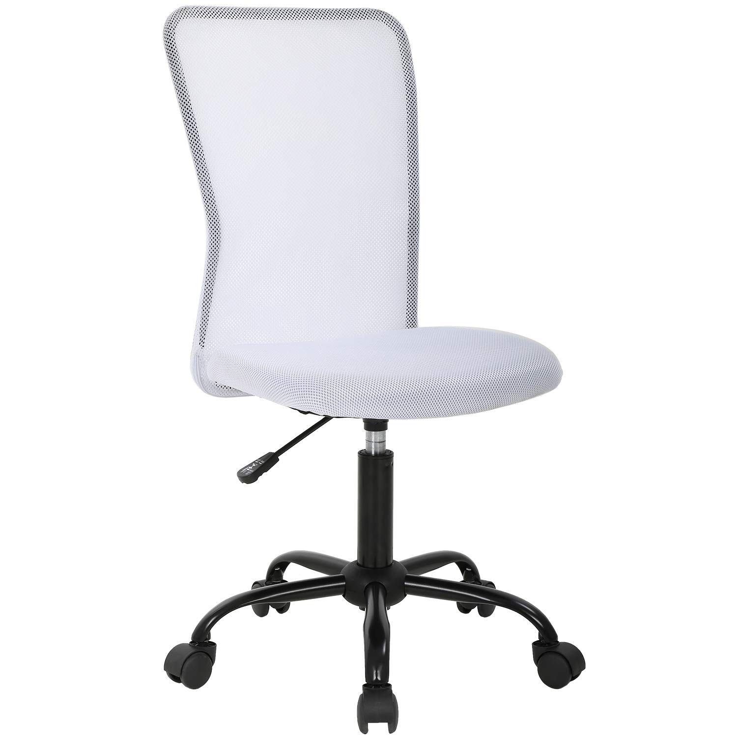 Ergonomic Office Chair with Lumbar Support - Adjustable Mesh Computer Desk Chair for Home & Office, Mid Back Task Rolling Swivel Chair with Wheels, Armless Design (White) - Perfect for Long Work Hours, Gaming, and Study Sessions