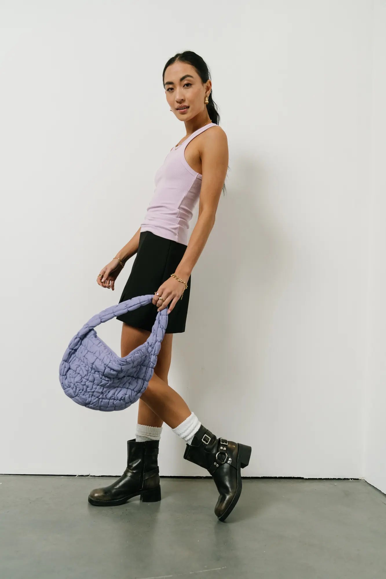 Julia Quilted Crossbody Bag in Lavender - Stylish Women's Purse for Everyday Use, Work & Date Night