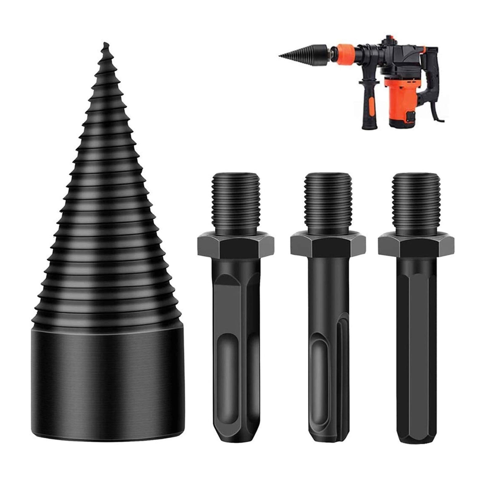 3pcs Wood Splitter Drill Bit Set - Electric Drill Wood Splitting Tool, Removable Firewood Log Splitter with Screw Cone & Reamer Punch for Household Drills (Color A) - Perfect for Firewood Splitting, DIY Projects & Home Improvement
