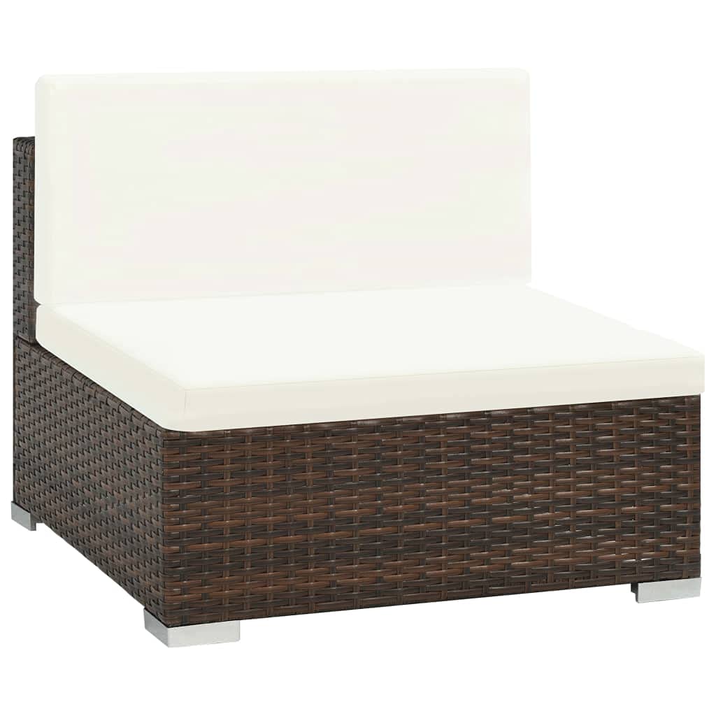 6-Piece Brown Poly Rattan Patio Lounge Set with Cushions - Outdoor Furniture for Garden, Poolside & Backyard (116 lbs)