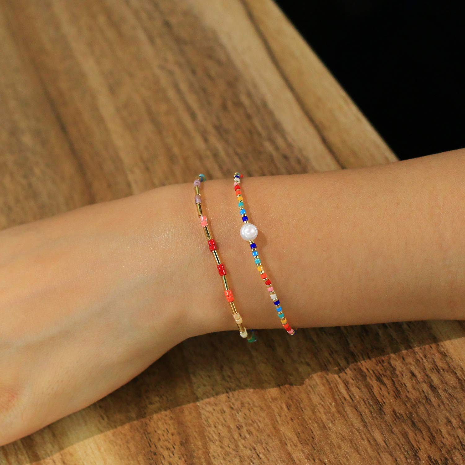 Rainbow Miyuki Beads Bracelet - Handmade Beaded Wrap Bracelet with Charm Pearls for Women | Boho Chic Jewelry Gift for Birthday, Party & Everyday Wear