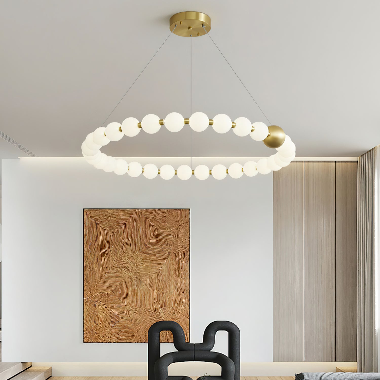 Aeyee Crystal Pearls Chandelier - Elegant Ceiling Light Fixture for Dining Room, Bedroom, Living Room & Wedding Decor
