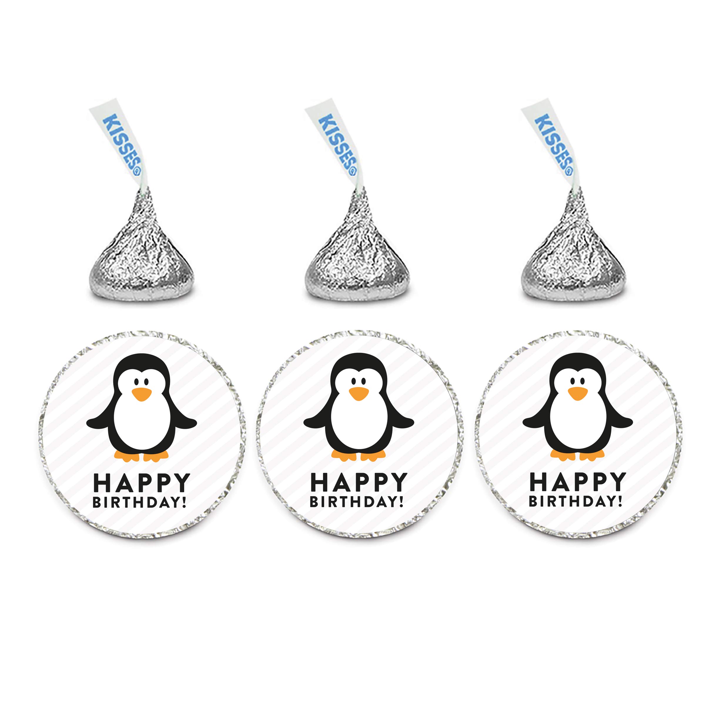 216-Pack Andaz Press Chocolate Drop Labels Stickers - Birthday Party Favors, Penguin Theme for Arctic Antarctica Winter Kisses, Perfect for Gifts & Decorations | Ideal for Holiday Parties, Classroom Rewards & DIY Crafts