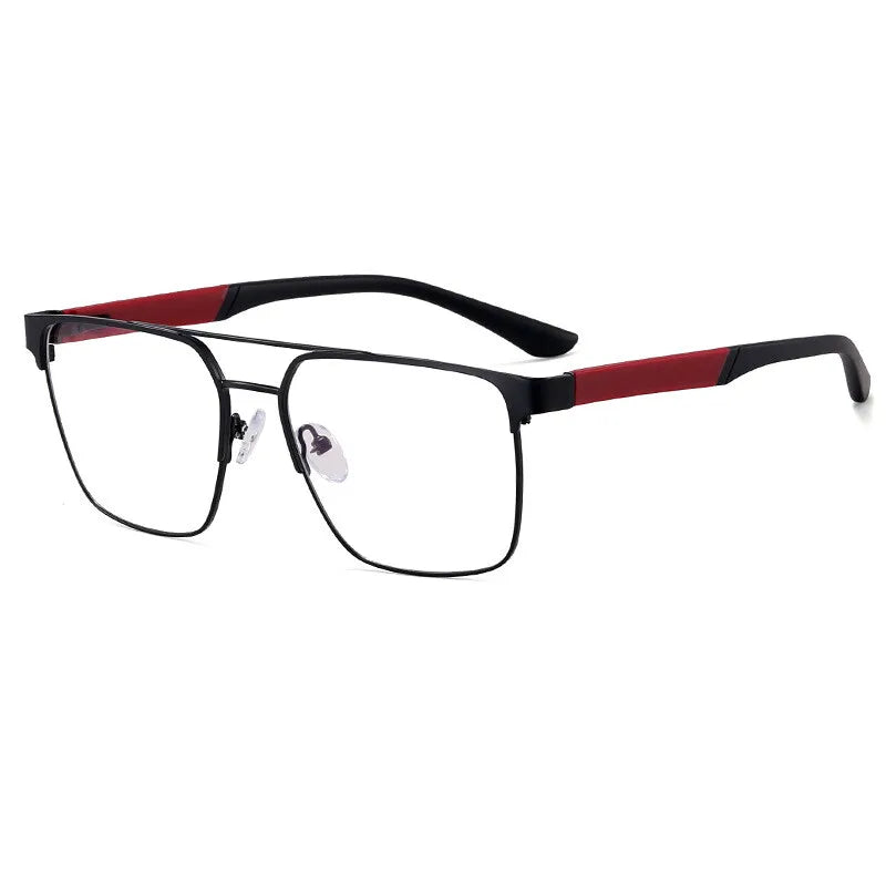 CCspace Unisex Full Rim Square Double Bridge Alloy Eyeglasses Frame 301561 - Stylish & Durable for Work, Reading, and Everyday Wear