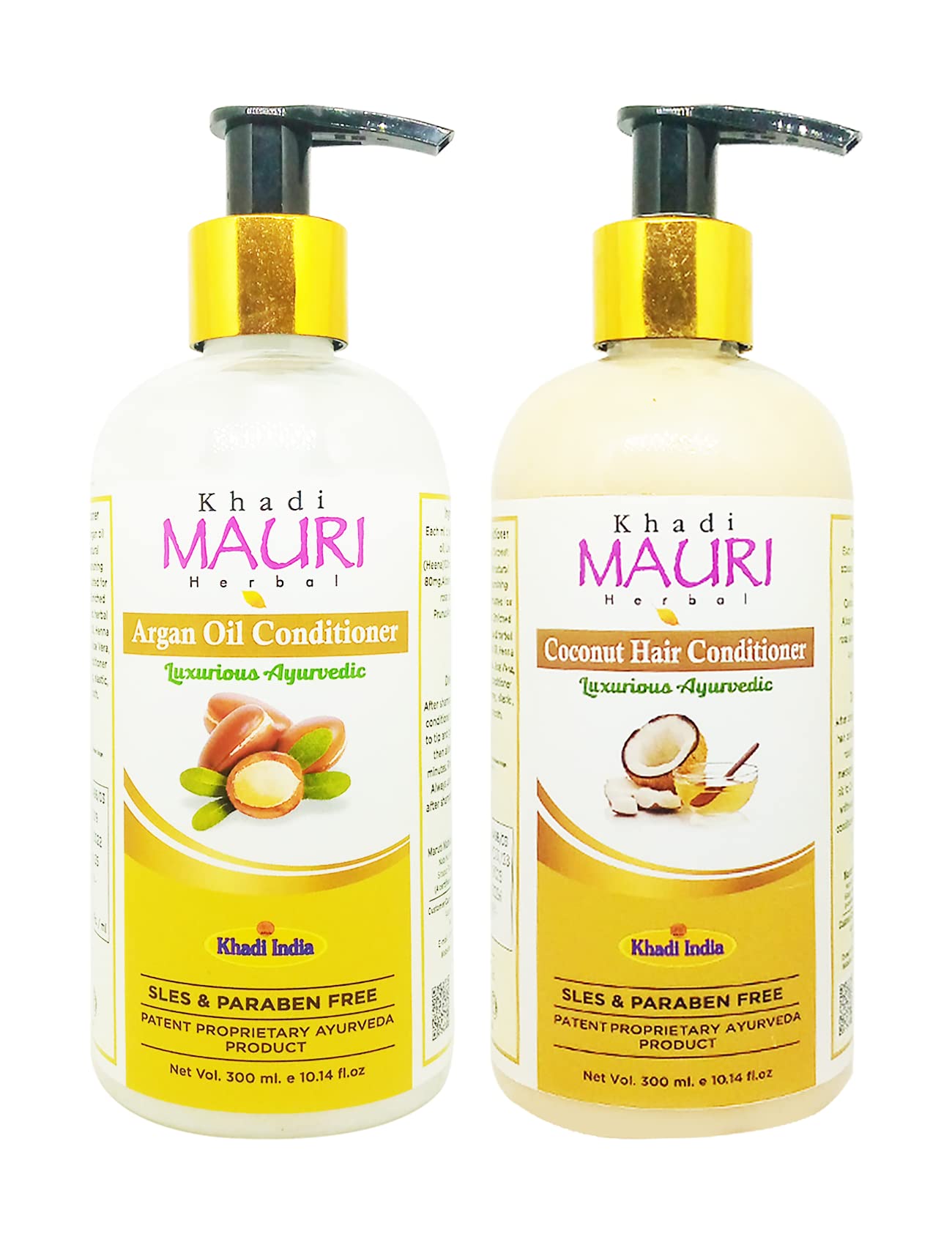 Khadi Mauri Argan Oil & Coconut Hair Conditioner - 2 Pack (600ml Each) for Dry, Damaged Hair | Deep Moisturizing & Repair Treatment | Salon Quality Hair Care for Smooth, Shiny Locks