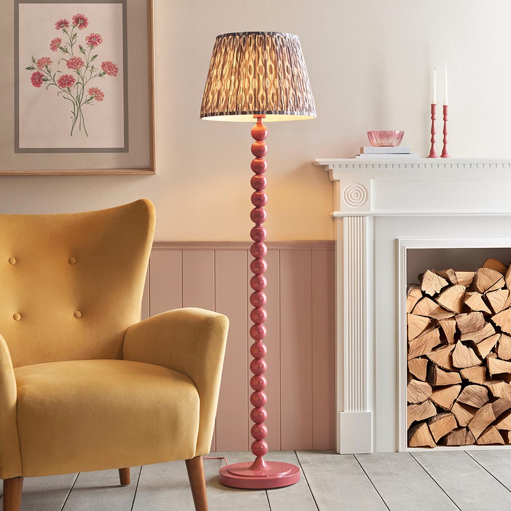 Auralis Ikat Floor Lamp with E27 Socket - Modern Handwoven Design for Living Room, Bedroom & Office Lighting