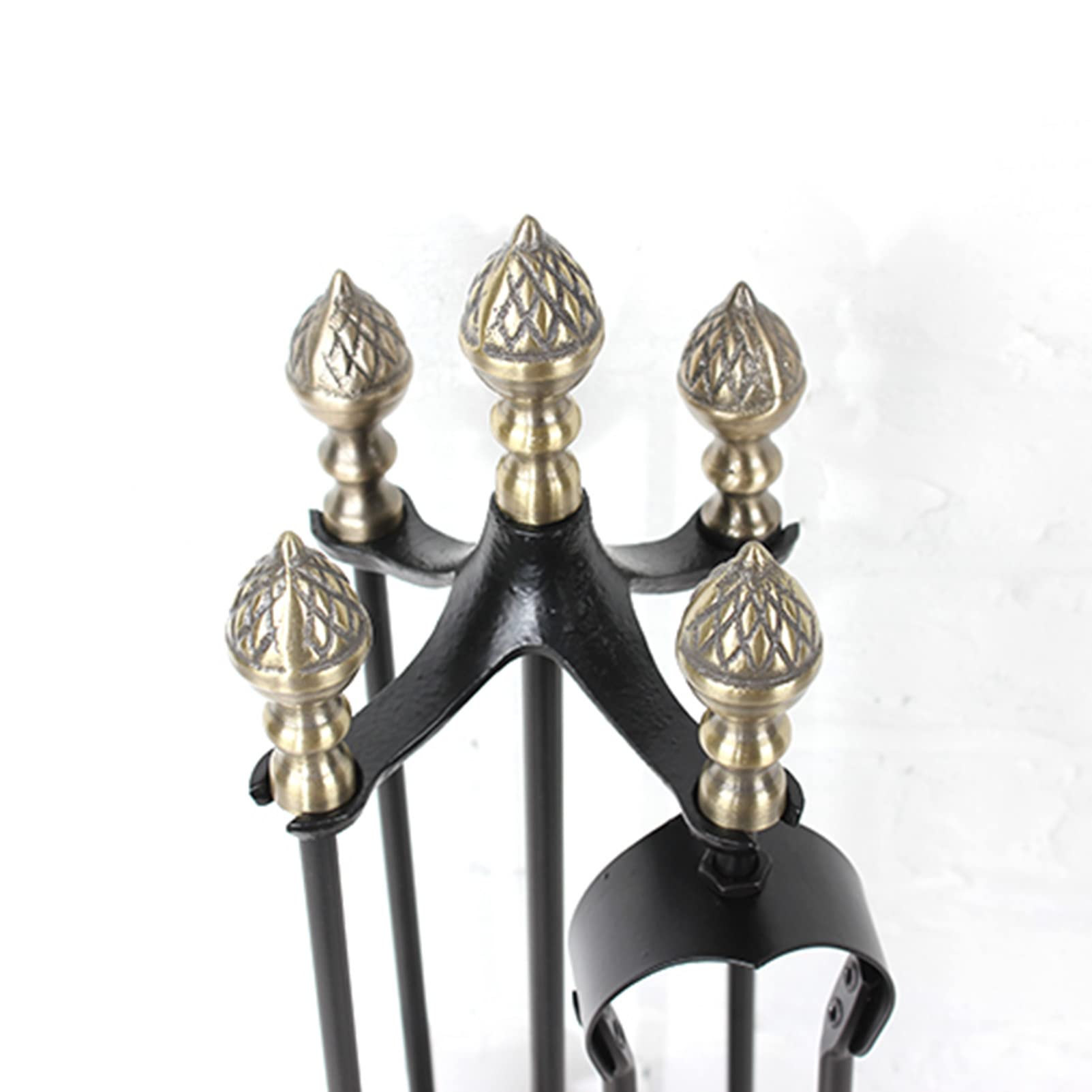 Wrought Iron Fireplace Tool Set - 5-Piece Indoor & Outdoor Use for Home