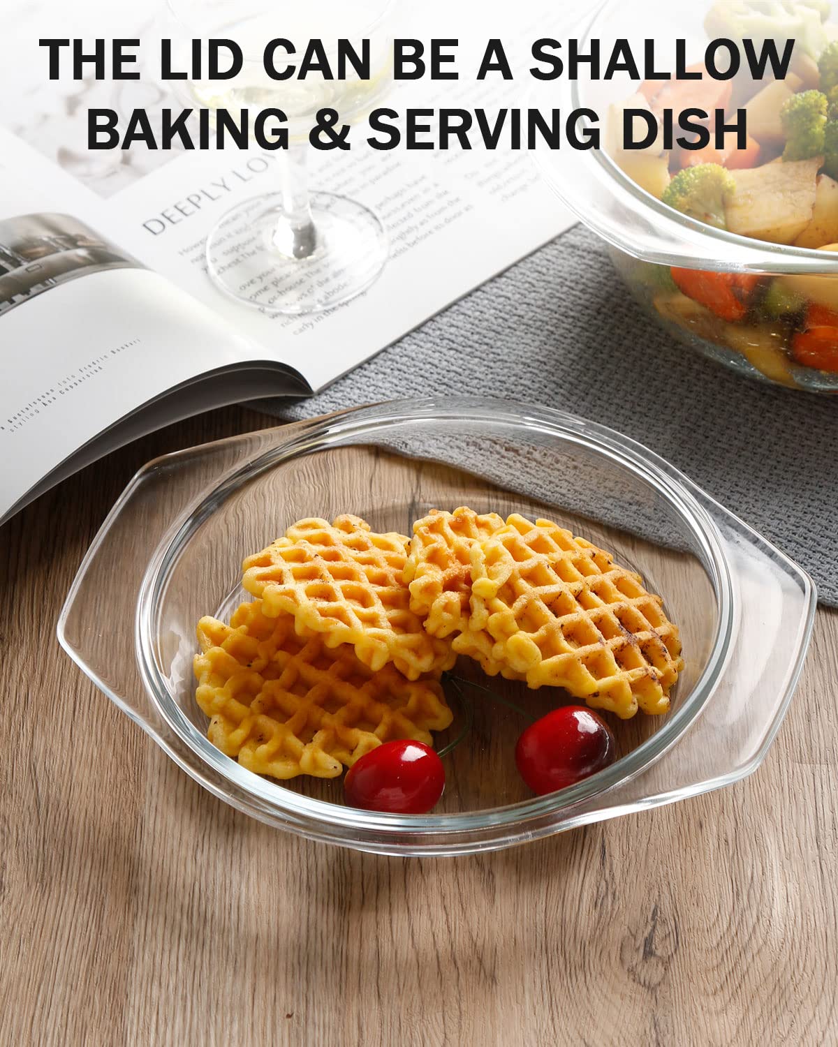 Clear Round Glass Casserole Dish with Lid - 1.5L Non-Plastic Oven-Safe Baking Bowl | Microwave, Freezer & Dishwasher Safe | Perfect for Casseroles, Lasagna & Meal Prep