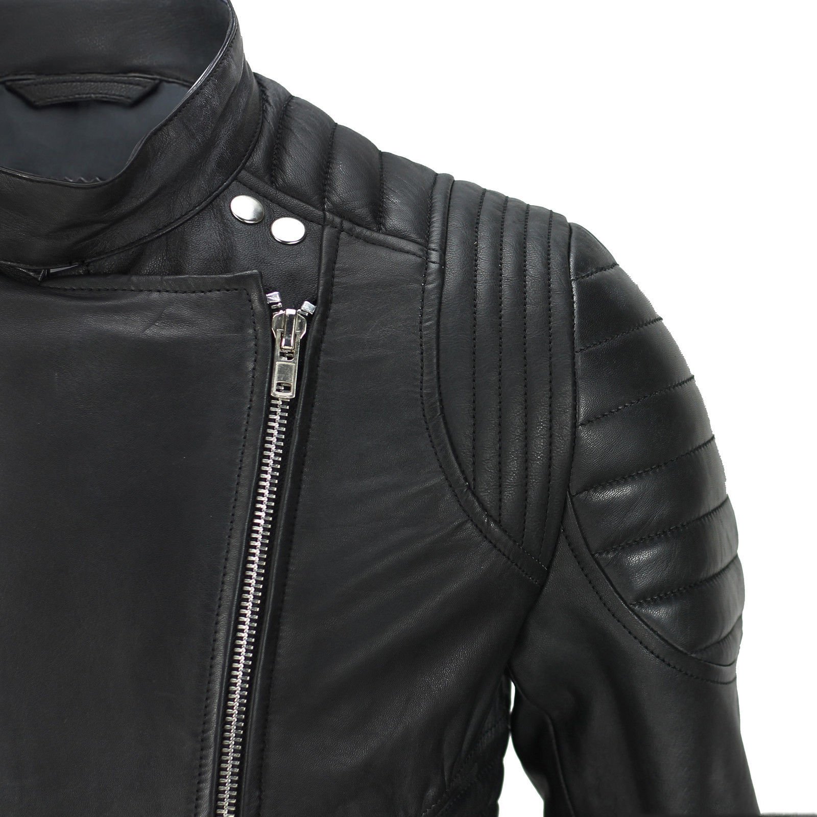 Men's Distressed Leather Jacket - Black Motorcycle Bomber Jacket with Zipper | Stylish Fashionable Outerwear for Riding, Casual Wear & Night Out
