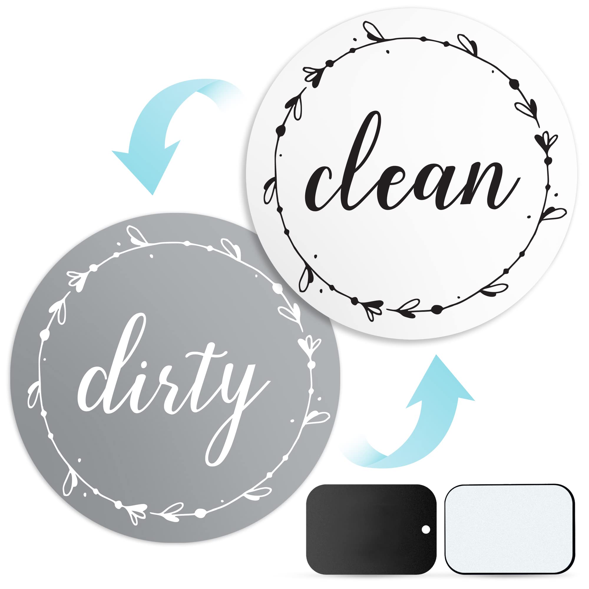 Dishwasher Magnet Clean Dirty Sign for Stainless Steel & Non-Magnetic Dishwashers - 3.15