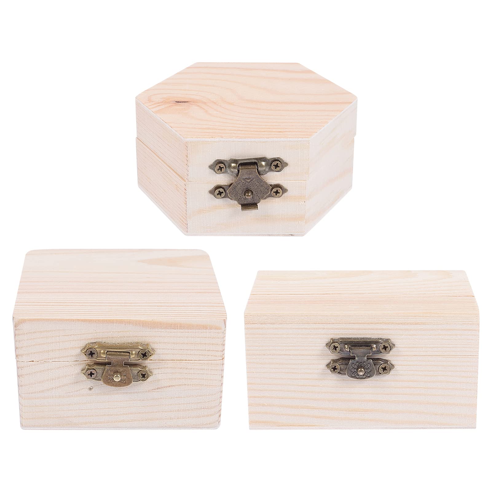 3-Piece Unfinished Wooden Jewelry Storage Box Set - White Embryo DIY Craft Boxes for Handmade Jewelry, Rings & Accessories - Perfect for Kids Crafts, Gift Wrapping & Home Organization