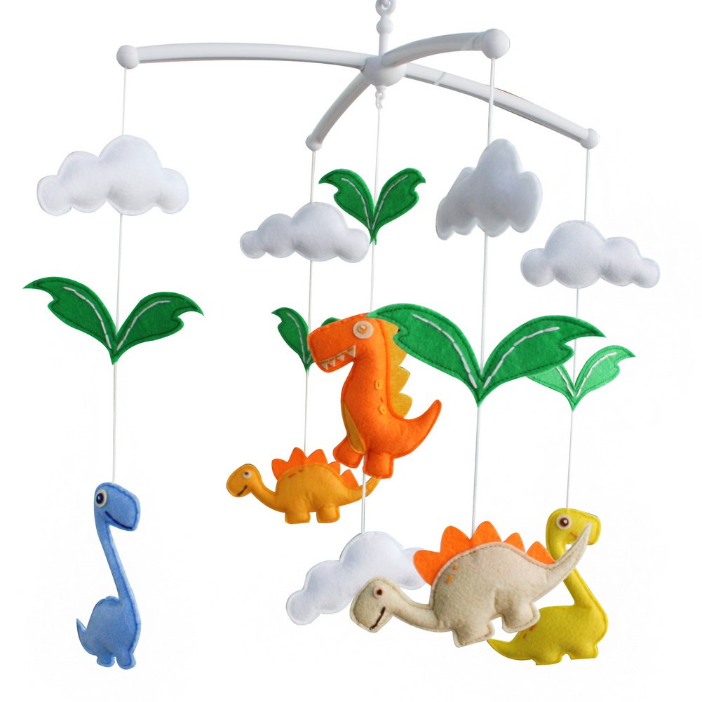 Dinosaur Rotatable Crib Mobile - Colorful Baby Nursery Decor & Musical Toy for Newborns - Perfect for Bedtime Soothing and Infant Stimulation