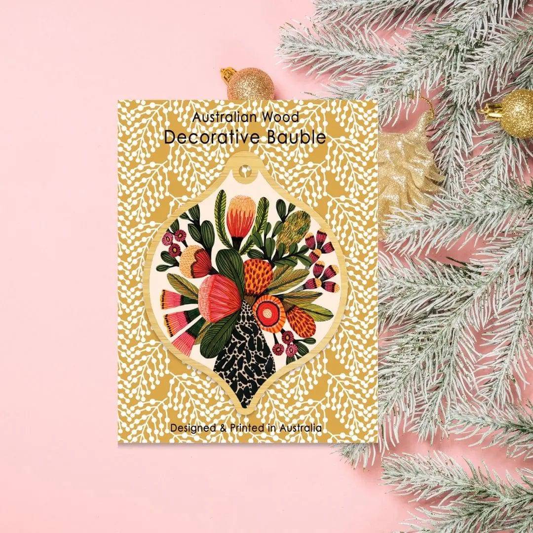 Australian Native Flowers Wooden Christmas Ornament - Handmade Holiday Decor for Tree, Gift, and Festive Home Decor