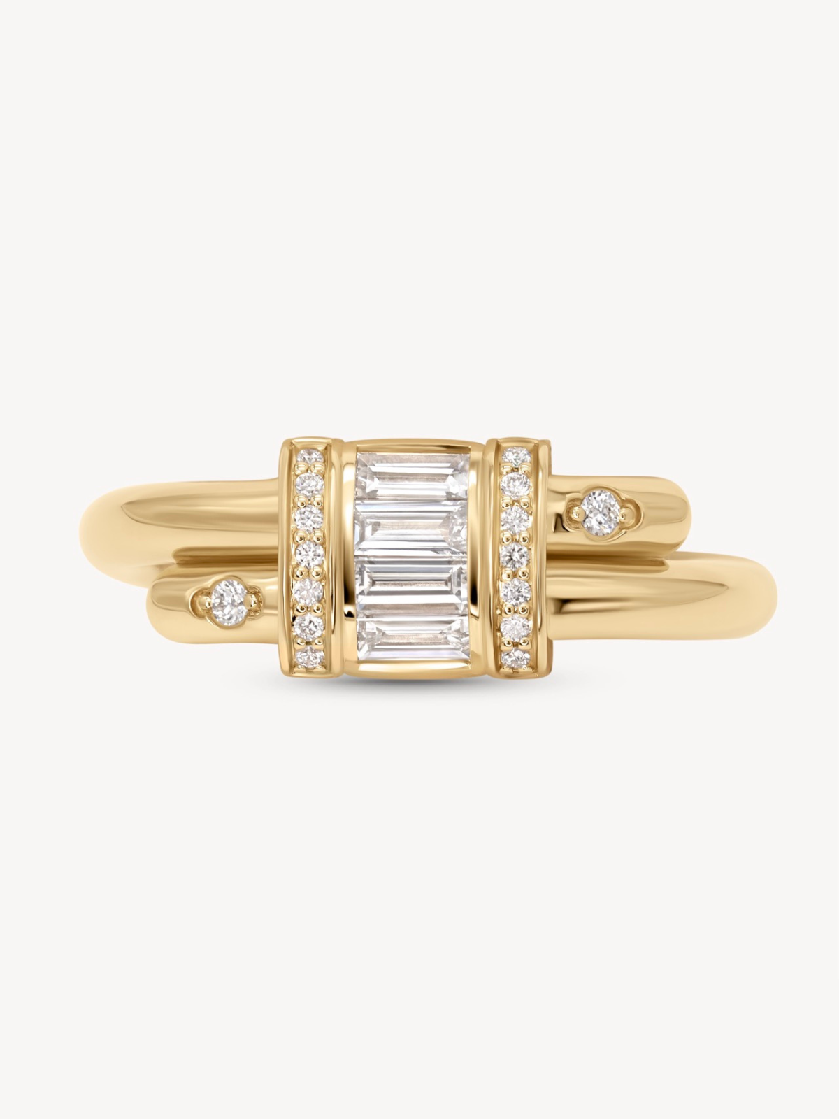 Exquisite Vaulted Diamond Latch Ring - 14K Gold Stackable Band for Women - Perfect for Everyday Wear, Anniversary Gifts & Special Occasions