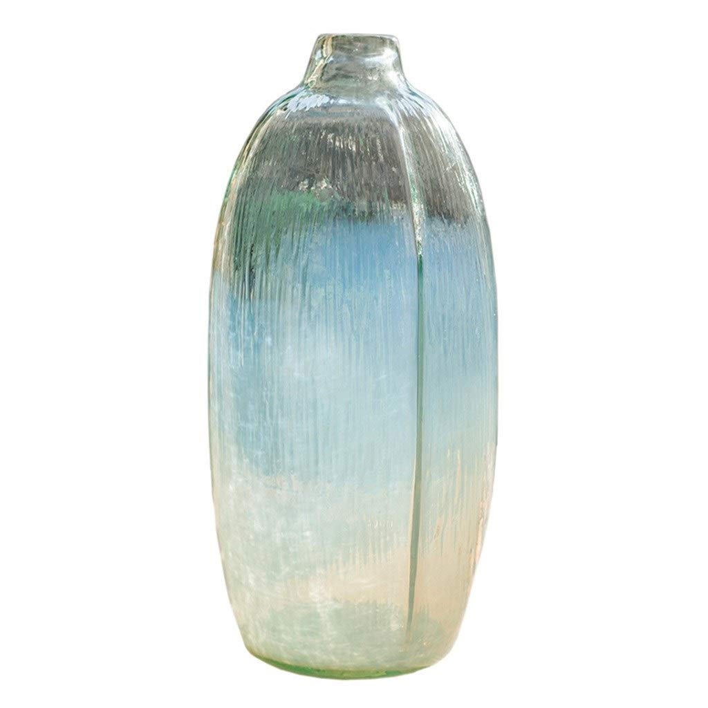 Handmade Translucent Glass Vase with Water Pattern - 16x35cm Clear Desktop Decoration for Home, Office, Hotel & Bedroom - Perfect Gift for Housewarming, Wedding & Interior Design