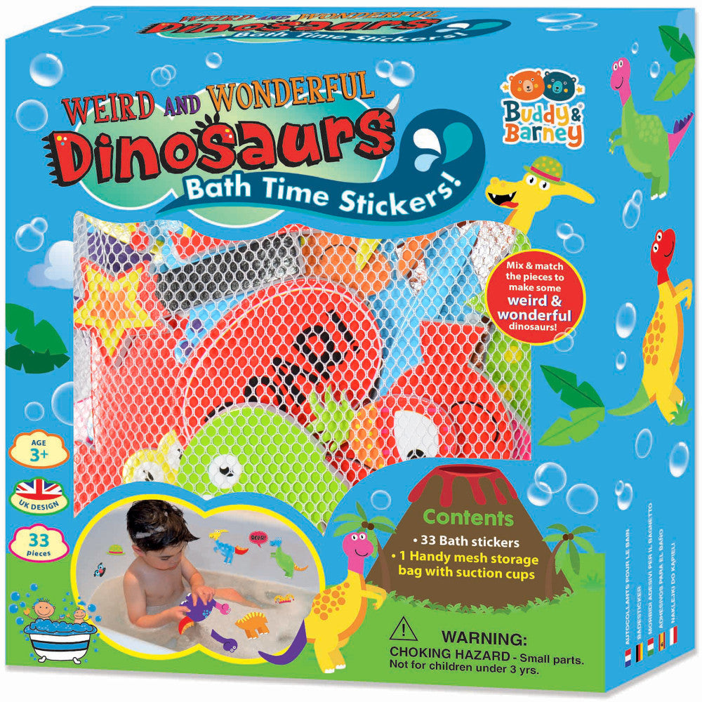 Buddy & Barney Magical Mix & Match Dinosaur Bath Stickers for Kids - Fun Waterproof Bathtub Decals for Toddlers & Children's Bathroom Decor