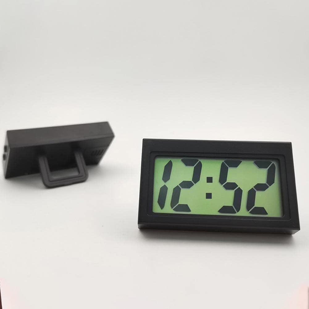 Black Mini Car Clock - Digital Dashboard Clock with Self-Adhesive Bracket for Cars, Trucks & Motorcycles | Compact Auto Accessory for Easy Time Tracking While Driving