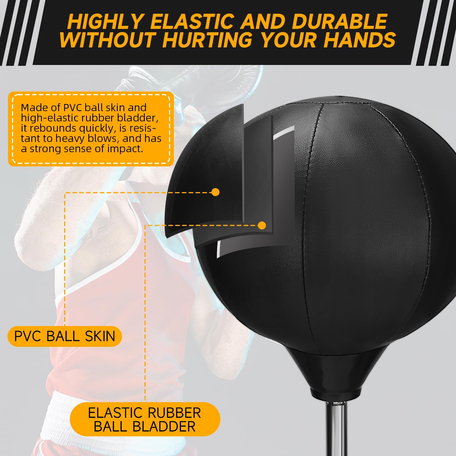 Adjustable Height Punching Bag with Stand - Boxing & Speed Bag for Teens & Adults | Home Gym Training Equipment for Stress Relief & Fitness | Perfect for Boxing Practice, MMA Training & Home Workouts
