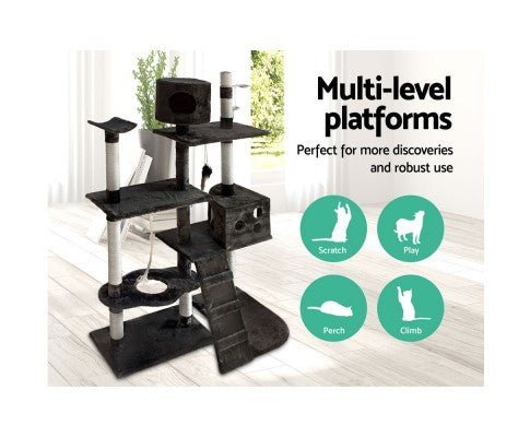 170cm Tall Cat Scratching Post with Feeding Tray - Durable Sisal Cat Tree for Large Cats, Perfect for Indoor Play & Nail Care - Ideal for Living Room, Bedroom or Home Office