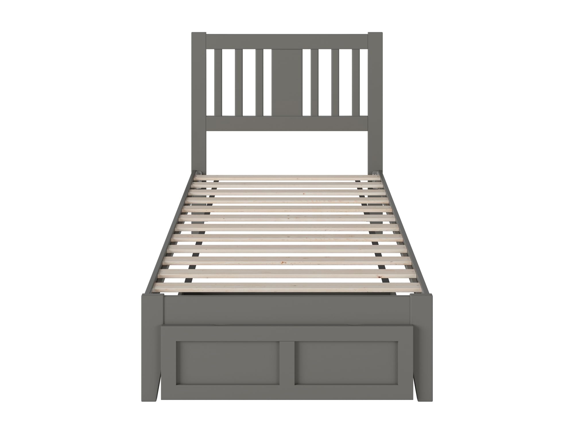 AFI Tahoe Twin Size Platform Bed Frame with Storage Drawer & USB Charging Station - Grey Wooden Bed for Kids, Teens & Small Spaces | Perfect for Bedrooms, Dorms & Apartments
