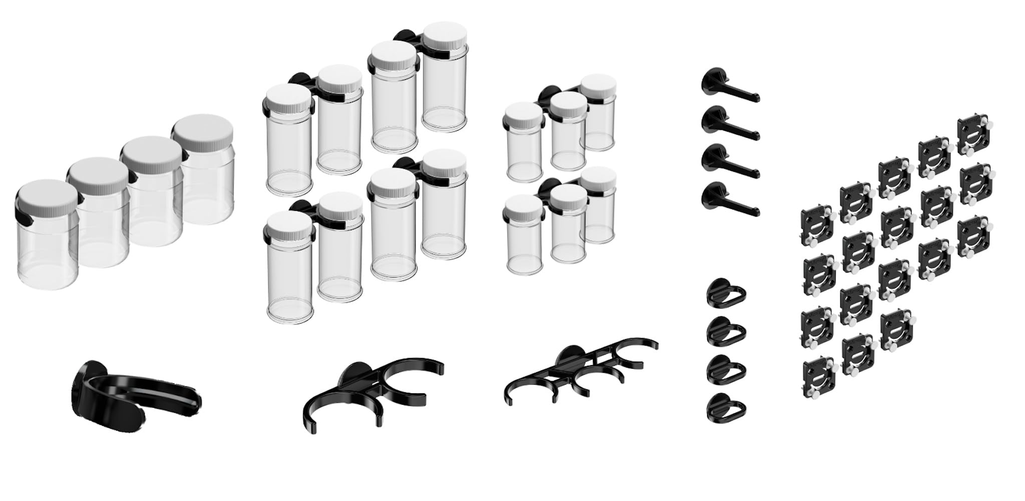 18-Piece Storage and Organization Kit - Quick Install Wall-Mounted Hooks, Tool Holders & 16oz/8oz/4oz Jars - Perfect for Garage, Kitchen, Bathroom & Workshop Organization