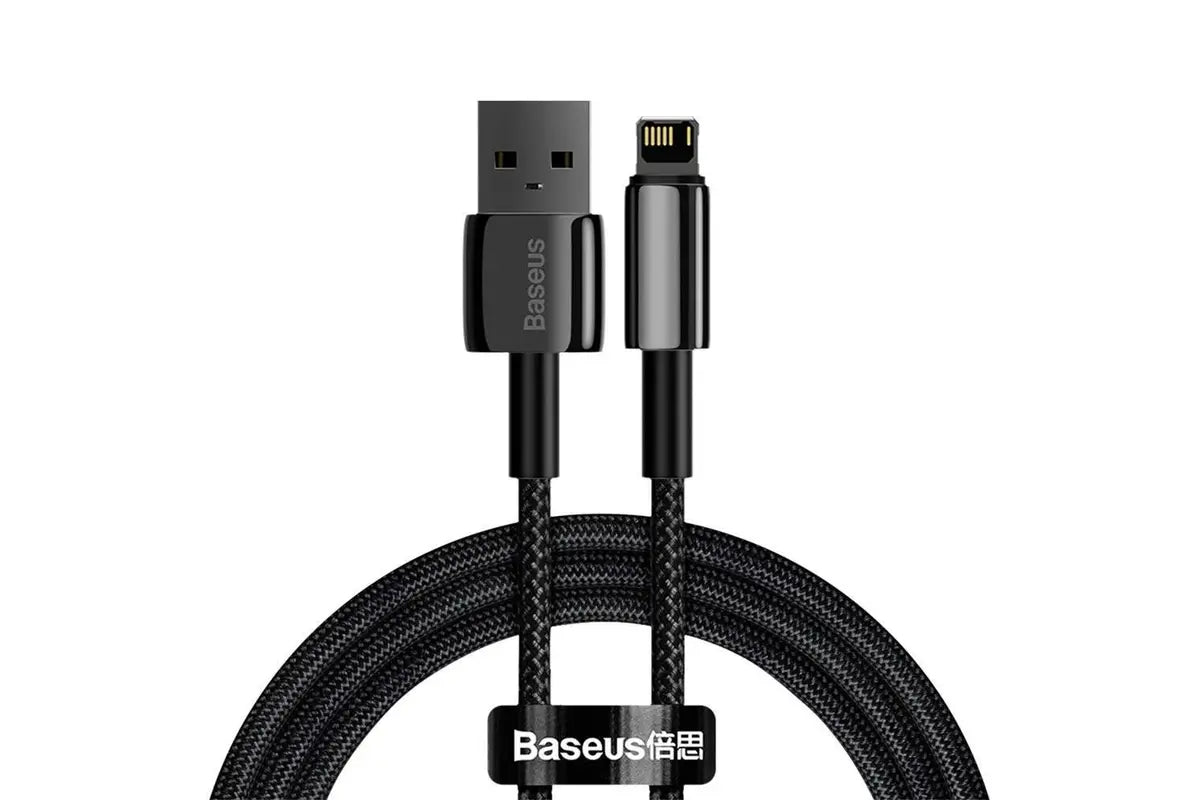 Baseus Tungsten Fast Charging Cable - Lightning to USB 2.4A 1Meter (3.3ft) - High Speed Charger for iPhone 14/13/12/11/X/8/7 & More - Perfect for Home, Office, Travel & Car Charging