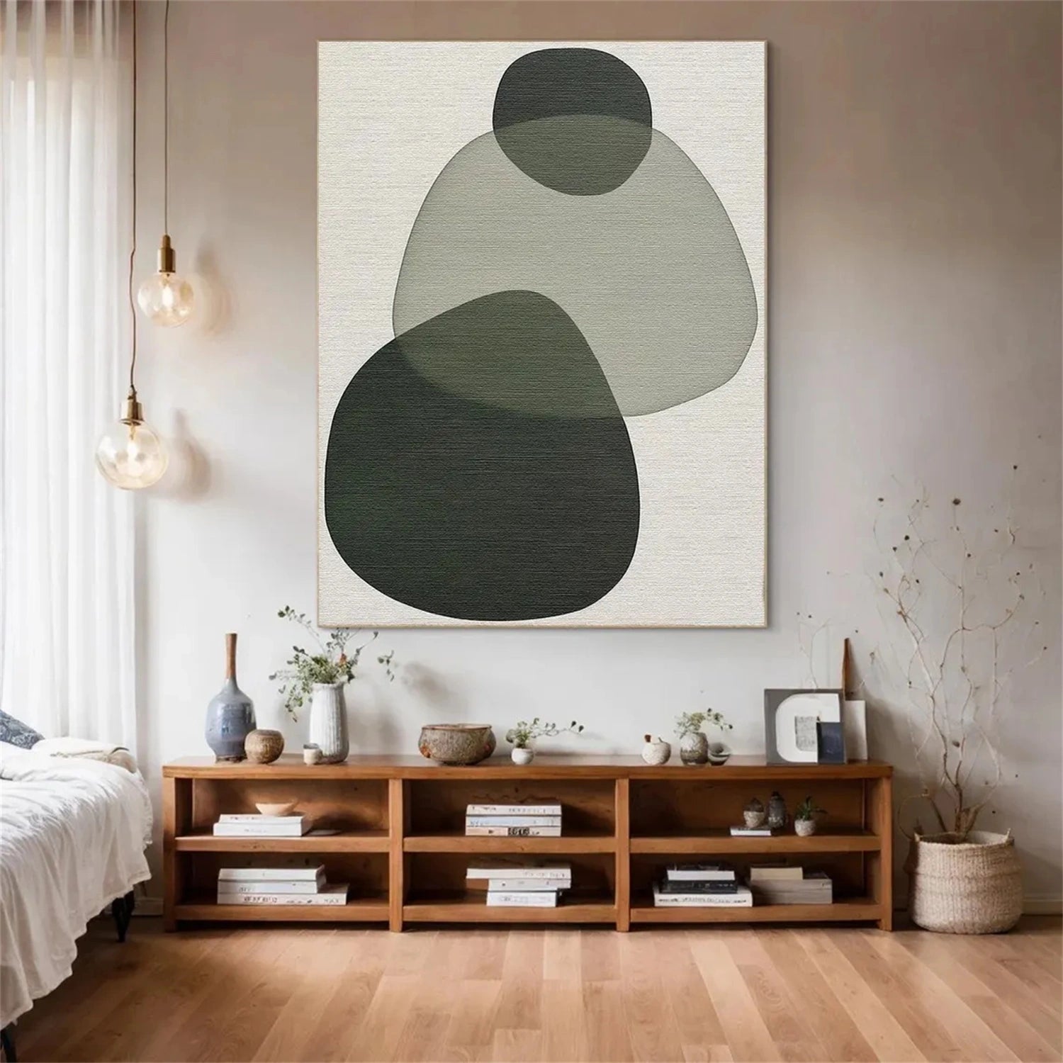 Blue & Green Abstract Wall Art Print #BG090 - Modern Canvas Painting for Living Room, Bedroom & Office Decor