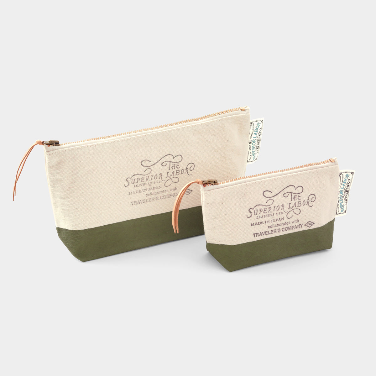 TRAVELER'S COMPANY x The Superior Labor Engineer Pouch - Medium Size Olive for Travel & Work Organization | Perfect for Tech Accessories, Stationery & EDC Essentials