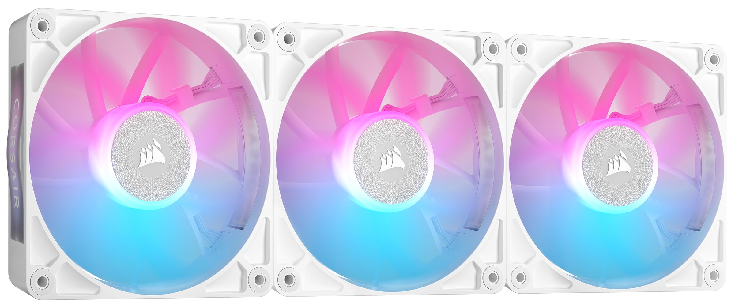 CORSAIR iCUE Link RX120 RGB 120mm PWM PC Cooling Fans Triple Pack - White Magnetic Dome Bearing with iCUE Link System Hub | Perfect for Gaming PC, Workstation & Case Cooling | High Performance Quiet RGB Fans