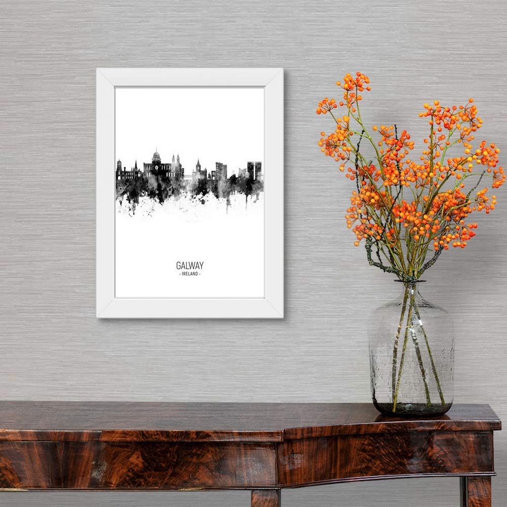 Galway Ireland Skyline White Framed Art Print - Premium Wall Decor for Living Room, Office & Bedroom - Irish Landscape Painting for Home Decoration & Gift Giving