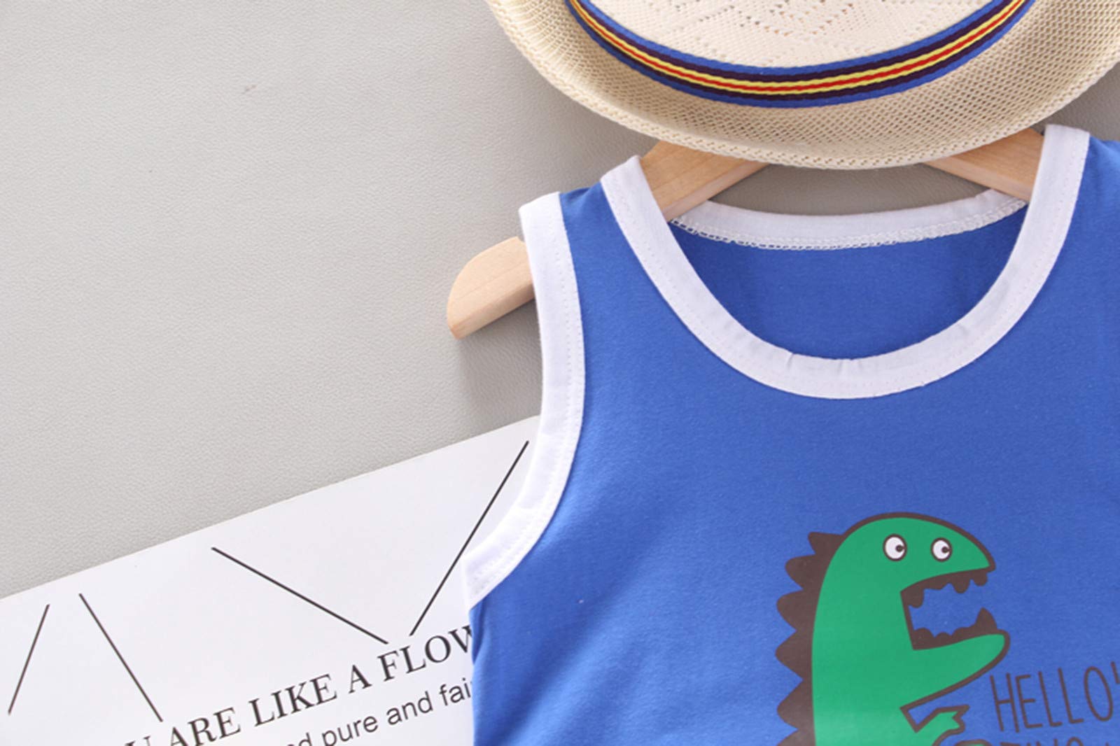 Dinosaur Print Cotton 2PC Summer Outfit Set for Toddler Girls & Boys - Soft Casual Playwear for Daycare, Beach & Outdoor Activities