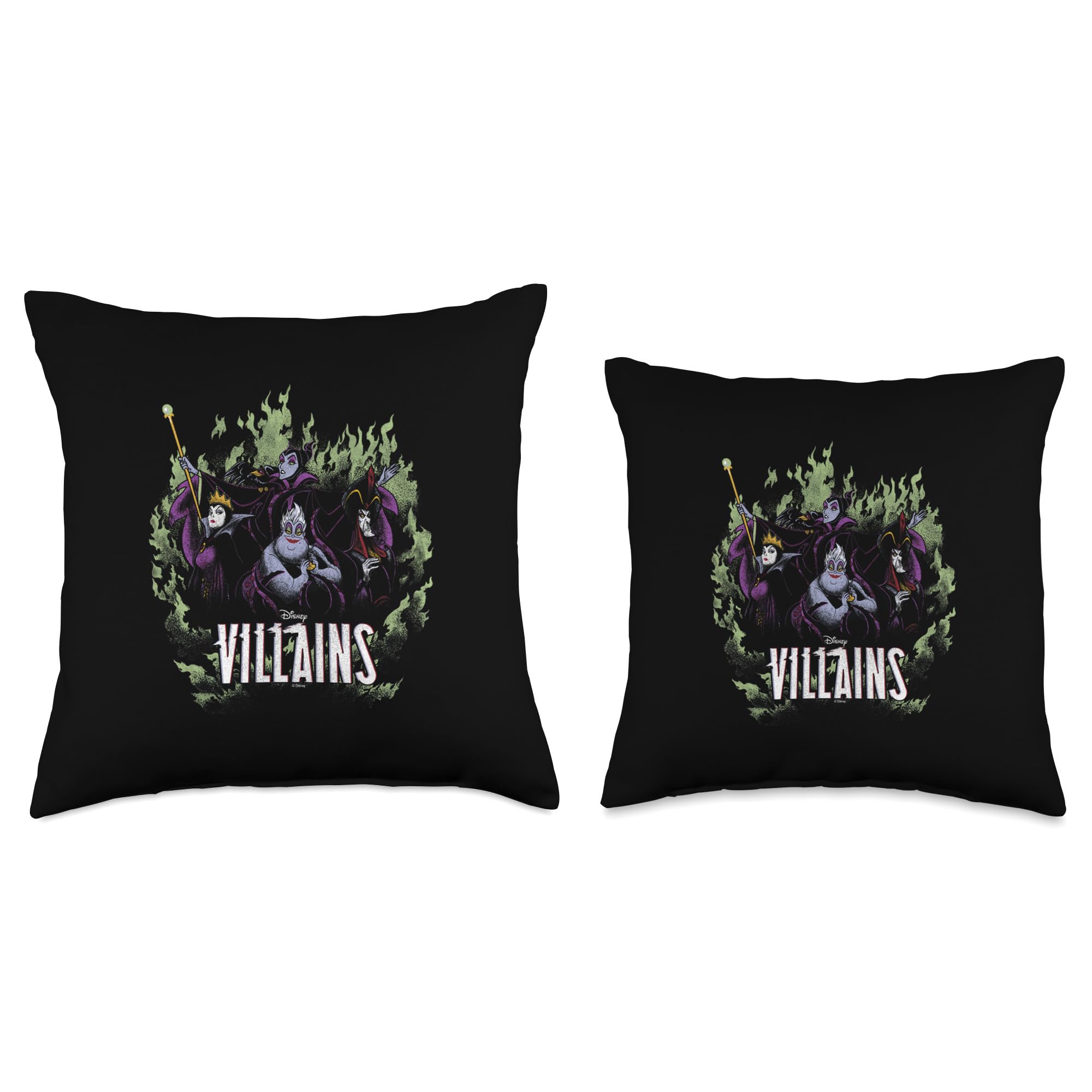 Disney Villains Green Flames Throw Pillow - Soft Decorative Cushion for Sofa, Bed & Home Decor - Perfect for Disney Fans & Movie Themed Rooms