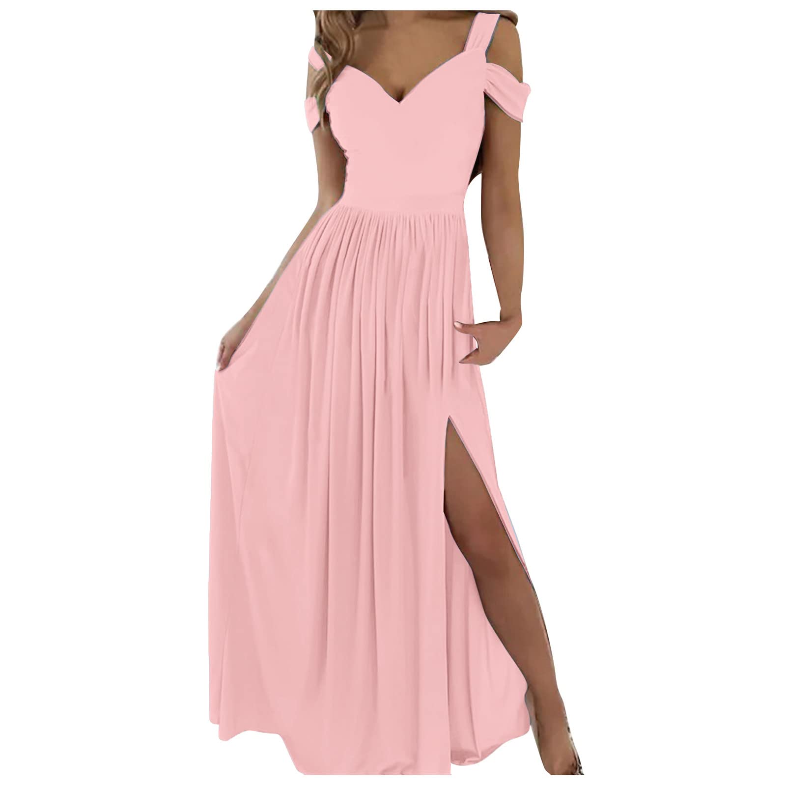 SNKSDGM Plus Size Off Shoulder Evening Dress for Women - Elegant Long Midi Party Gown, Summer Formal Dress for Weddings, Prom & Special Occasions
