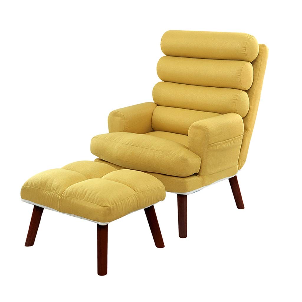 Comfortable Leisure Sofa Chair - Reclining Deck Chair for Living Room, Bedroom, Balcony & Office - Perfect for Reading, Napping, Sun Lounging & Business Reception - Yellow Lounge Chair (Ideal for Relaxation, Home Decor & Small Space Living)