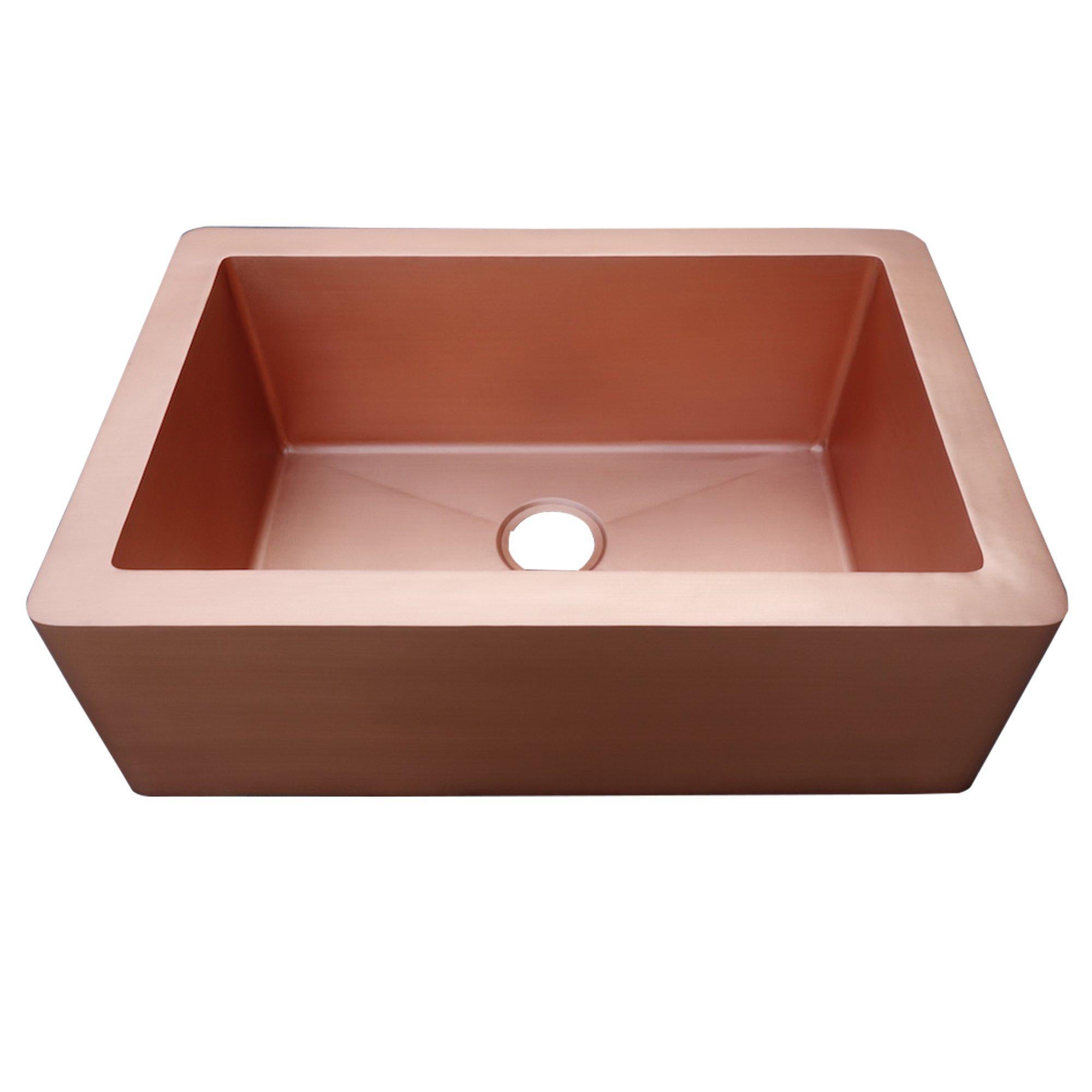 Premium 14 Gauge Copper Farmhouse Apron Kitchen Sink - Single Bowl Design for Rustic & Modern Homes | Perfect for Farmhouse, Cottage & Country Style Kitchens