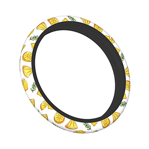 Tropical Summer Pattern With Cute Lemon Slice And Leaves