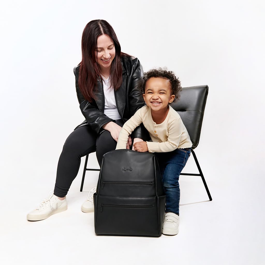 Itzy Ritzy Eras Diaper Bag Backpack for Men - Large Capacity Neutral Design Baby Bag with 15 Pockets, Changing Pad & Stroller Straps | Perfect for Dads On-The-Go, Travel & Everyday Use | Black