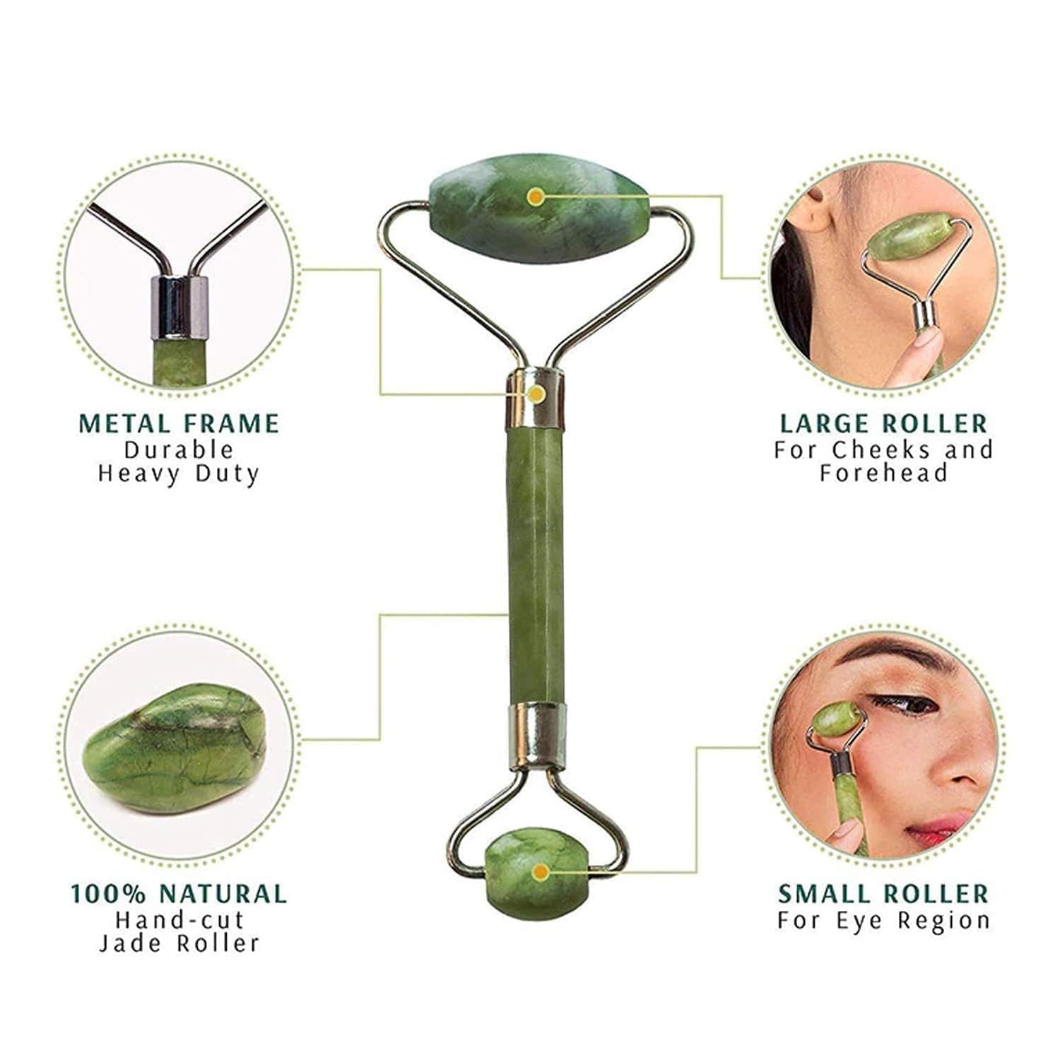 Jade Roller & Gua Sha Stone Set - 3-Piece Facial Massage Kit with Ice Roller, Gua Sha Tool & Jade Roller for Skin Care, Anti-Aging & Puffiness Relief | Perfect for Daily Skincare Routine, Spa Day & Self-Care Rituals