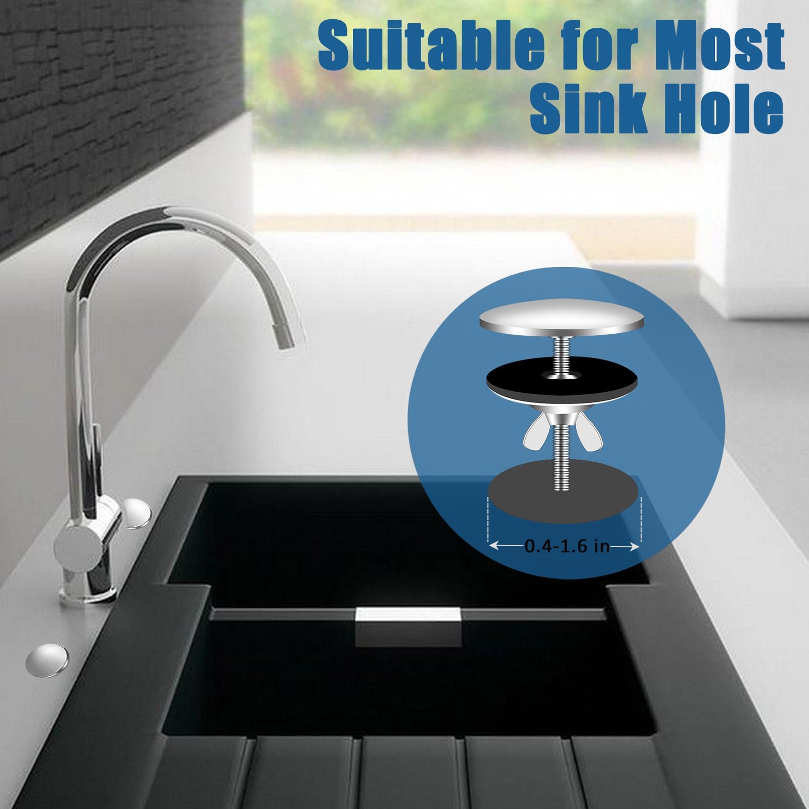 2PCS 2 Inch Stainless Steel Kitchen Sink Hole Cover & Faucet Cover Plug - Durable Silvery Sink Tap Protector for Bathroom, RV, and Outdoor Camping Use