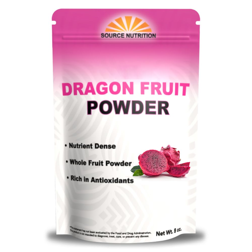 Organic Freeze-Dried Dragon Fruit Powder | Pink Pitaya Superfood Rich in Antioxidants & Fiber | Natural Food Coloring for Smoothies, Yogurt & Baking | Vegan, Gluten-Free, Non-GMO (8oz) | Perfect for Healthy Drinks, Desserts & DIY Beauty Recipes