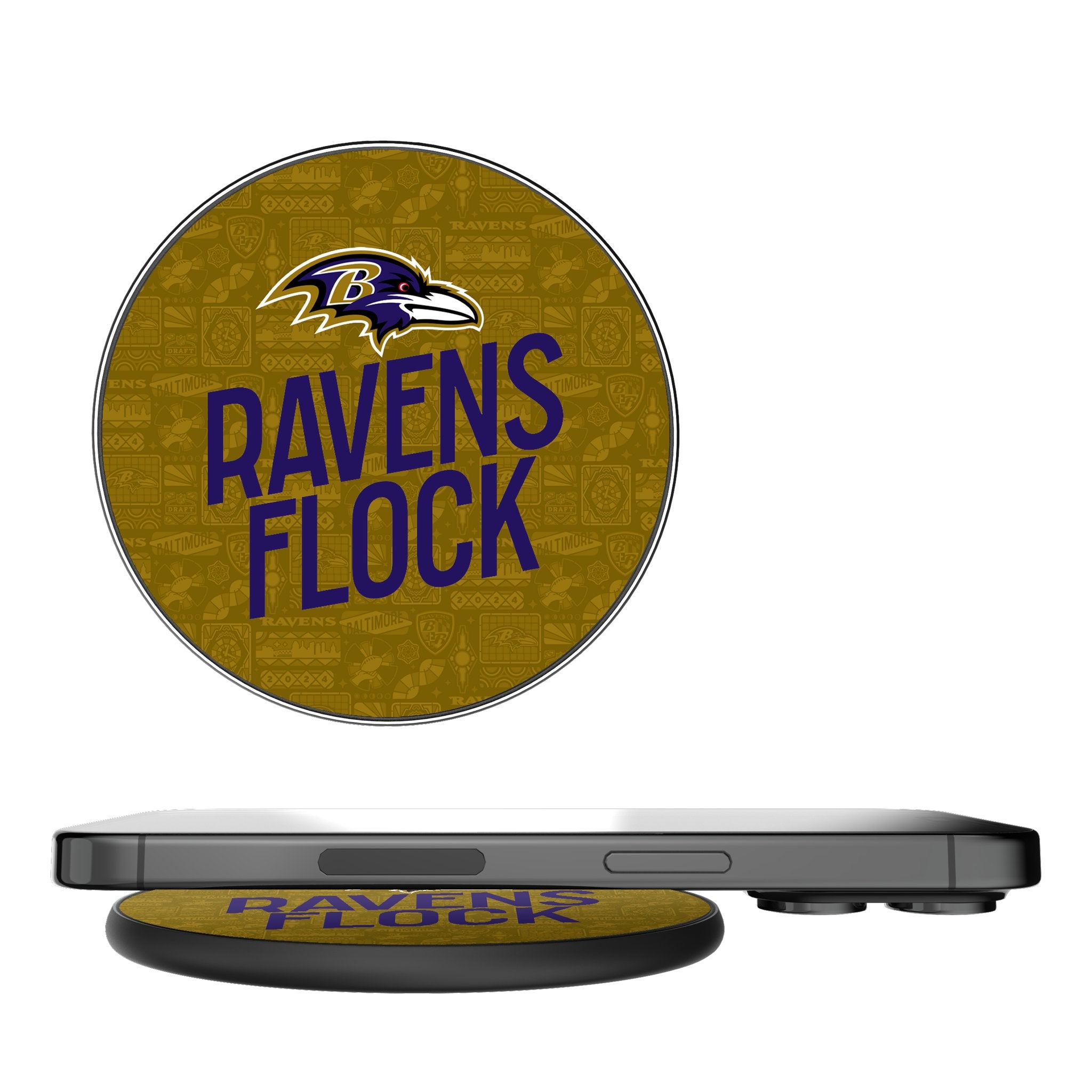 Baltimore Ravens 2024 Illustrated Limited Edition 15W Fast Wireless Charger - Perfect for Home, Office & Game Day Charging