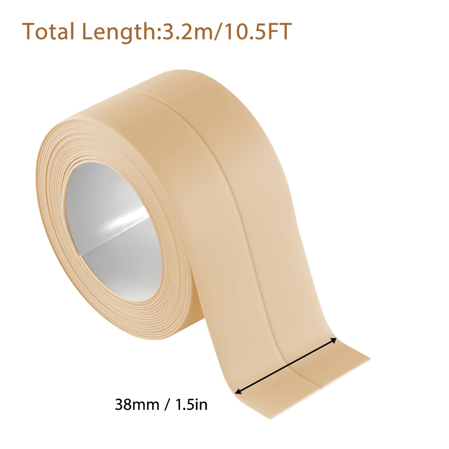 3 Rolls Waterproof Self-Adhesive Caulk Tape - 10.5 Feet Beige Caulking Sealant Strip for Bathroom, Toilet, Kitchen Countertop - Perfect for Sealing Gaps, Cracks & Preventing Water Leaks