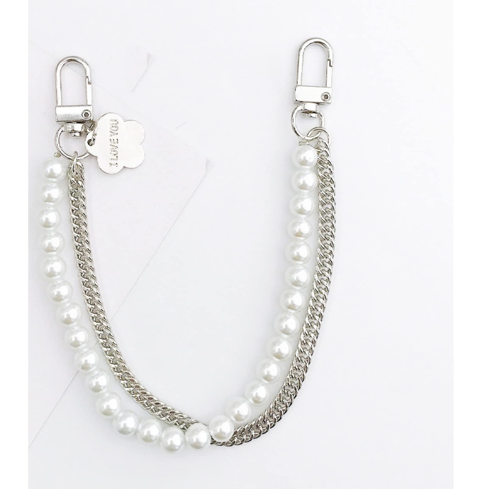 Elegant White Pearl Metal Bag Strap - Twisted Purse Chain for Handbags | DIY Replacement Handles for Women's Accessories | Perfect for Evening Bags, Clutches & Shoulder Bags