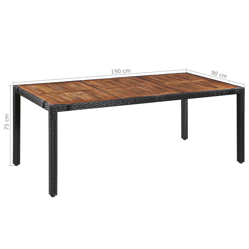 vidaXL 9-Piece Patio Dining Set with Wood Tabletop - Outdoor Furniture for Garden, Balcony, Backyard - Poly Rattan & Acacia Wood Black - Perfect for BBQs, Family Gatherings & Outdoor Entertaining