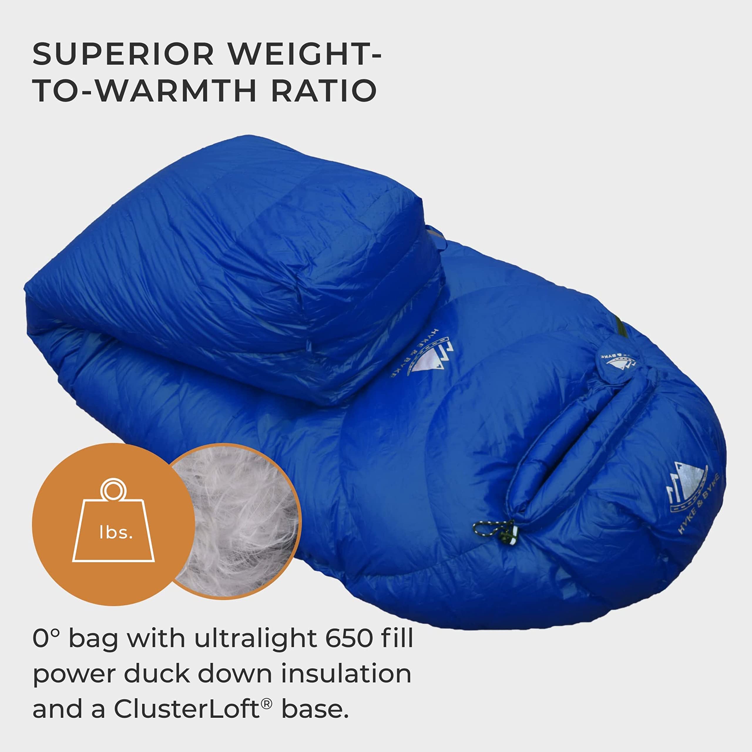 Hyke & Byke Snowmass 0°F Cold Weather Mummy Sleeping Bag - 650 FP Duck Down, Ultralight 4 Season Backpacking & Hiking Sleeping Bag for Adults with Compression Sack - Perfect for Winter Camping, Mountaineering & Outdoor Adventures