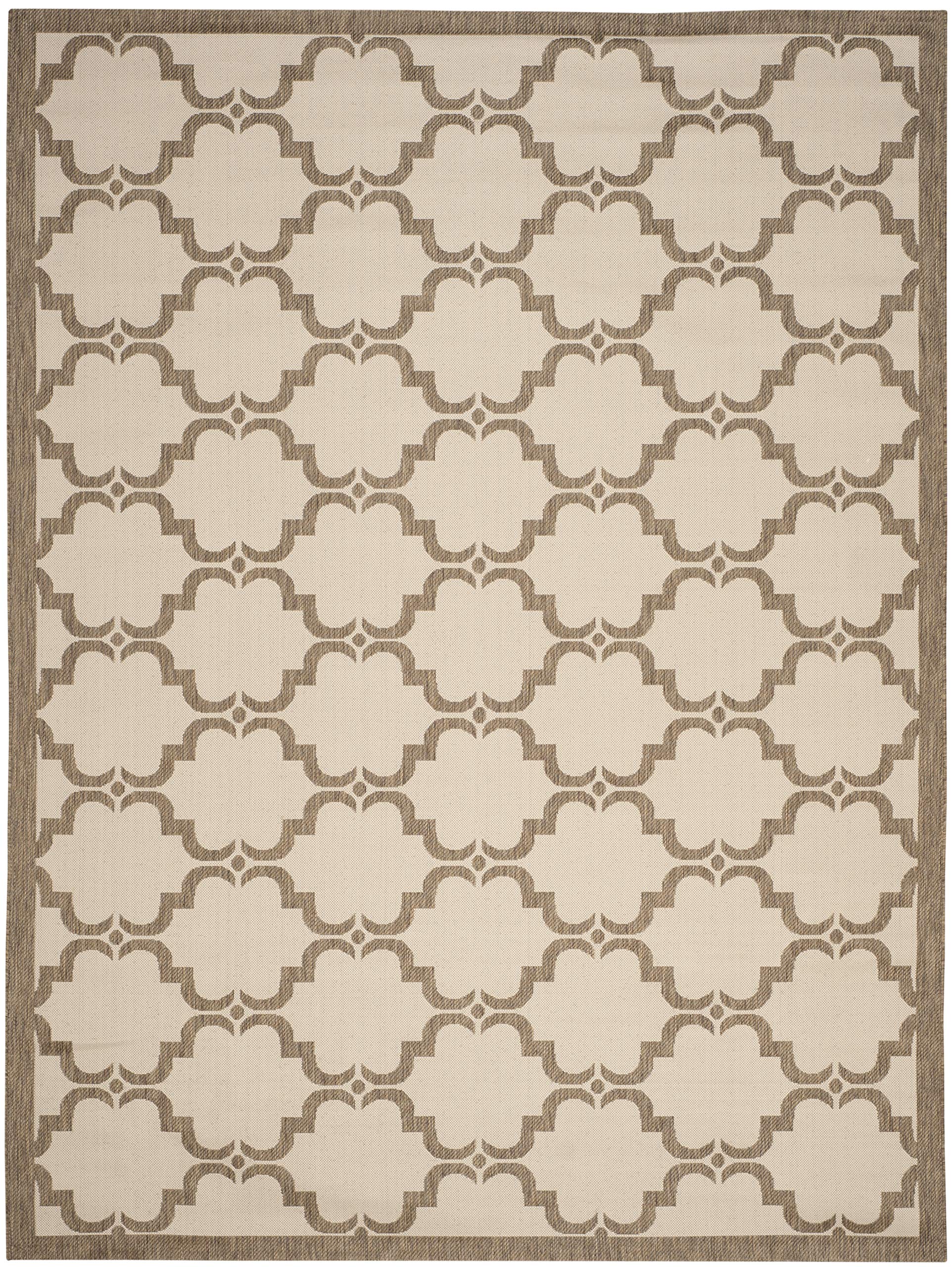SAFAVIEH Courtyard Collection 8' x 11' Beige & Brown Trellis Design Indoor Outdoor Area Rug - Non-Shedding, Washable, Easy Care - Perfect for Patio, Backyard, Mudroom, Living Room & Bedroom (CY6009-232)